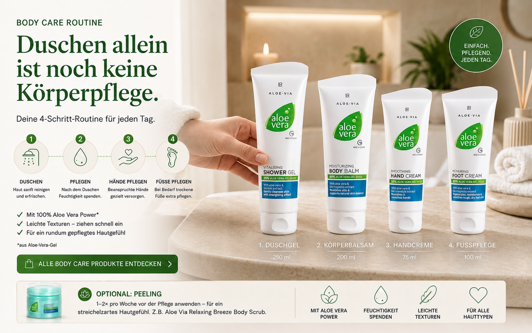Duschen allein ist noch keine Körperpflege – LR Body Care Routine